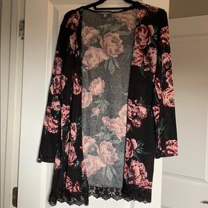 Black floral cardigan